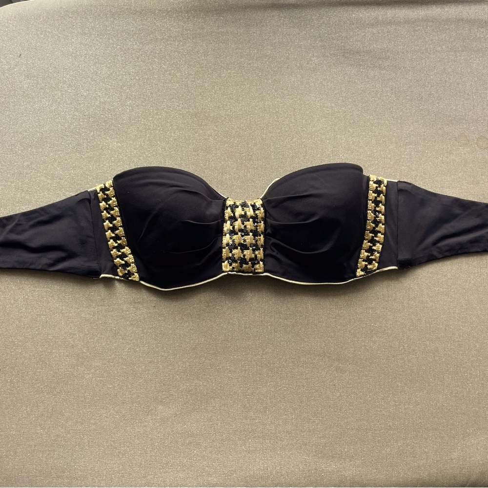 La Perla swim suit top bra black strapless size A preowned